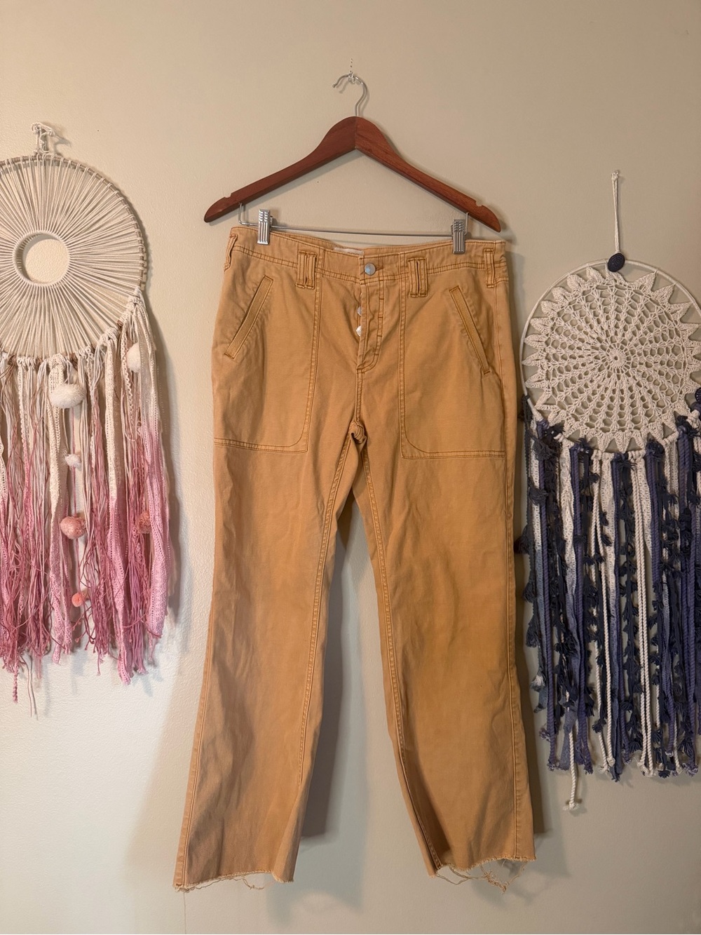 Anthropologie Pilcro Utility Pants Yellow Mustard Size 29